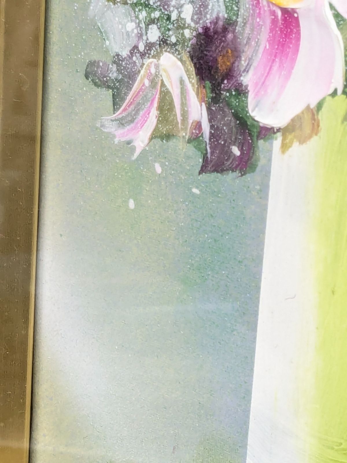 立川広己 油彩画 SM号 ラン 花 静物画 サイン入り 額装 インテリア