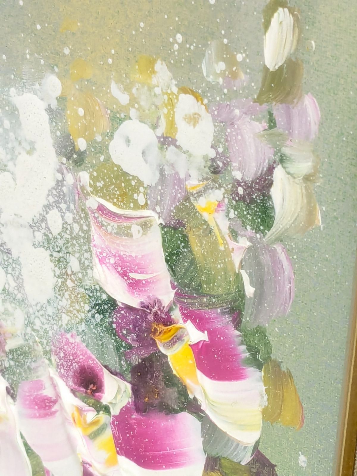 立川広己 油彩画 SM号 ラン 花 静物画 サイン入り 額装 インテリア