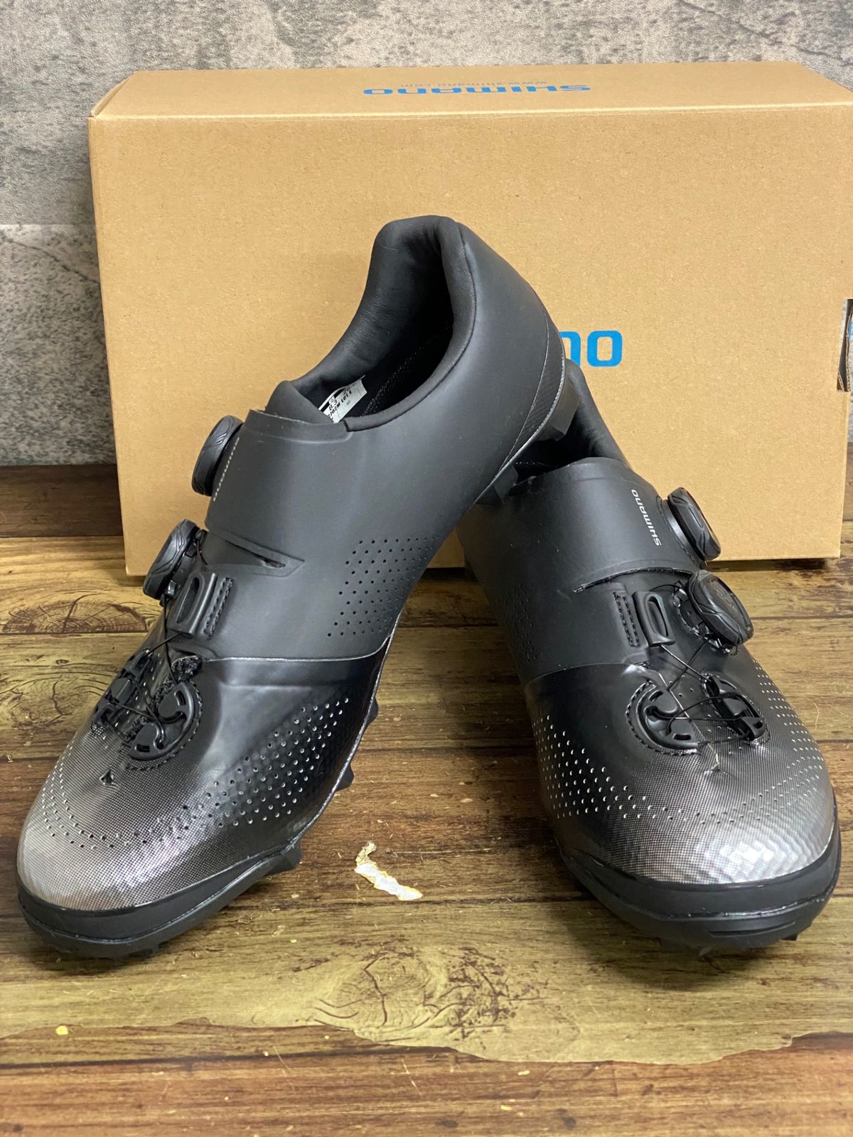 KD341 シマノ SHIMANO XC7 WIDE SHXC702M L01 E ビンディングシューズ BOA 2穴 黒 シルバー EU42
