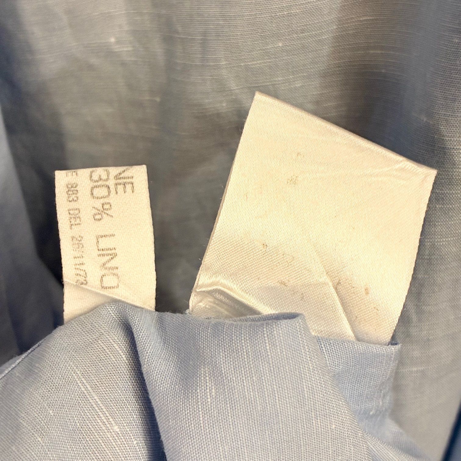MADE IN ITALY製 BARBA 長袖コットンリネンシャツ サックスブルー 38