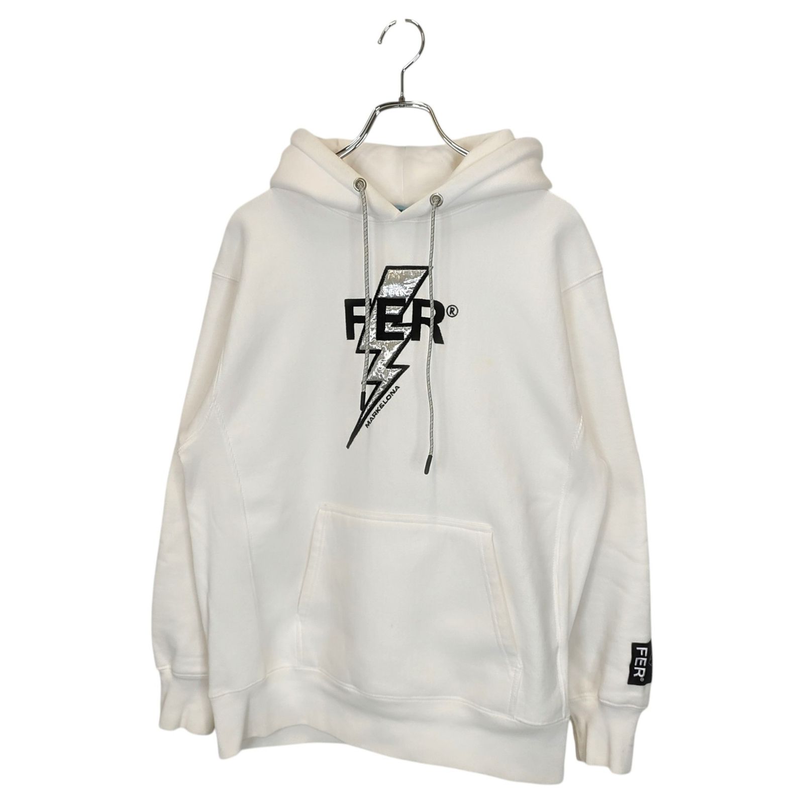 MARK&LONA マークアンドロナ ゴルフ 24AW FER COLLECTION Thunder Appliqu Hoodie サンダーロゴ パーカー MFM-4C-AC01 48 ホワイト メンズ