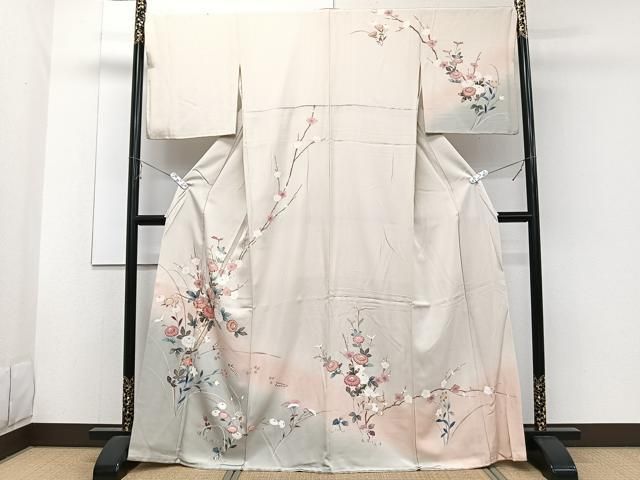 平和屋本店●極上　訪問着　枝花文　薄い女郎花色地　逸品　DZAB2587kh6 平和屋本店○極上 訪問着 枝花文 薄い女郎花色地 逸品 DZAB2587kh6の