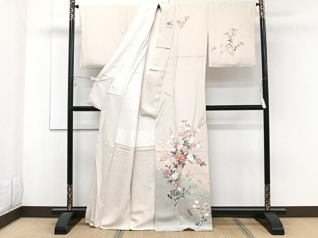 平和屋着物●極上　訪問着　友禅　作家物　枝花文　暈し染め　白梅鼠色地　逸品　CYAA4582s6 友禅 訪問着 女性着物 | 通販・人気ランキング - 価格.com