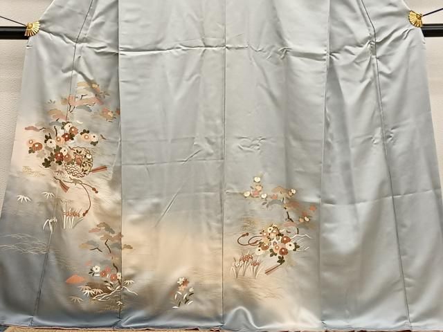 平和屋着物●訪問着　駒刺繍　雪輪に文字文　暈し染め　金彩　正絹　逸品　AABH4889fy 平和屋着物○訪問着 駒刺繍 雪輪に文字文 暈し染め 金彩 正絹 逸品