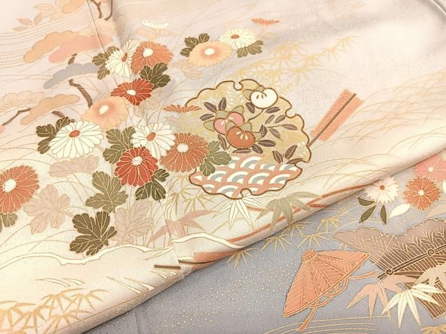 平和屋着物□訪問着 駒刺繍 雪輪花文 暈し染め 金彩 正絹 逸品