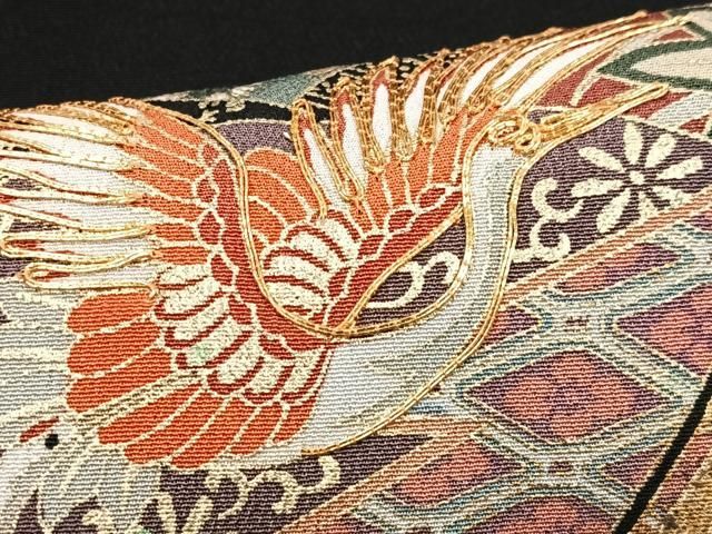 豪華黒留袖　扇面吉祥花鳥文　金彩　正絹 平和屋着物□豪華黒留袖 駒刺繍 扇面吉祥花鳥文 金彩 正絹 逸品