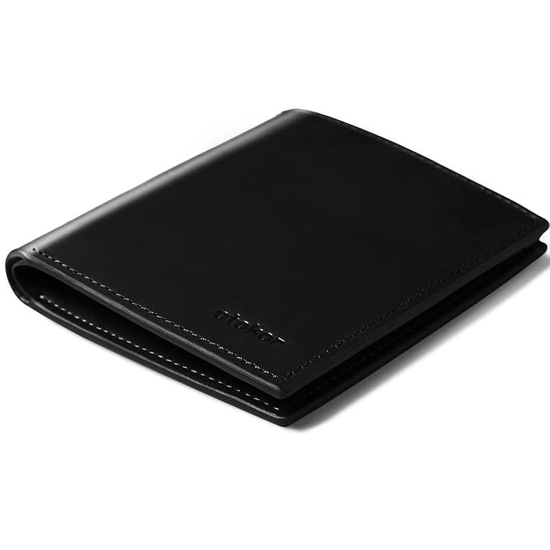 【新品】 [Ｏｔｏｋｏｒ] 極薄二つ折り財布【小銭入れなし・限界まで追求した極薄】 カード15枚大容量 薄型札入れ【ホーウィン革×スエード山羊革】 究極のフィット感 紳士 男女兼用 キャッシュレス財布 薄い財布 (ブラック) 0