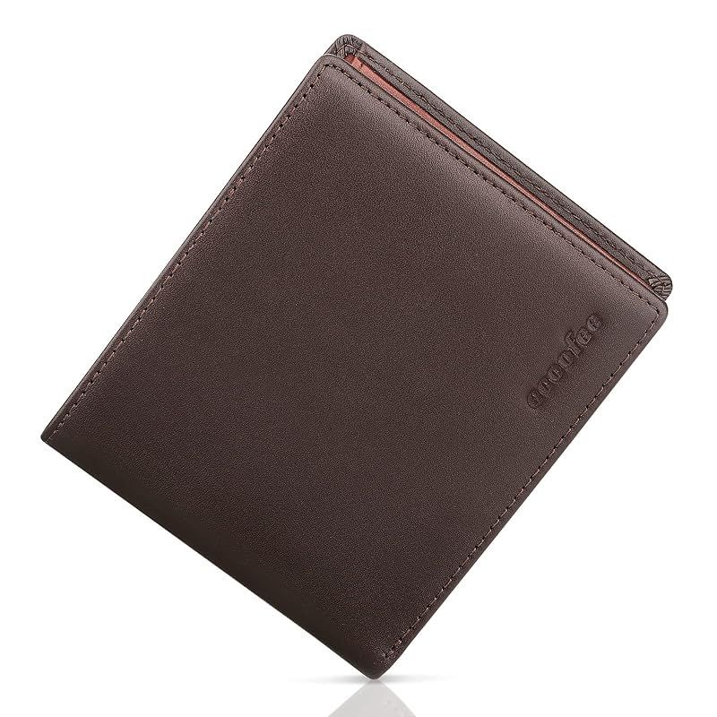 【新品】 [ecoofee] 財布 メンズ 二つ折り 本革 薄い ボックス型小銭入れ 一流 の 財布 職人 が 作る 二つ折り財布 サイフ コンパクト(Brown) 0