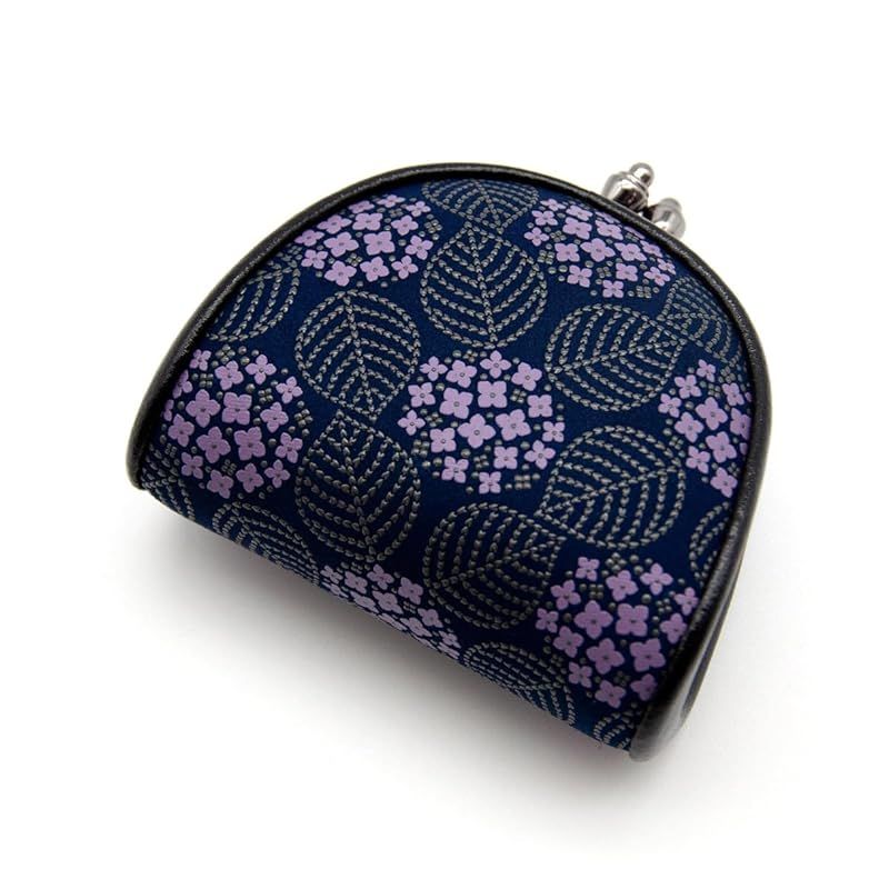 【新品】 [印傳屋] いんでんや 印伝 小銭入れ みその あじさい 紫陽花 伝統工芸品 甲州印伝 鹿革 漆 オリジナル ブランド (No.8001) 0
