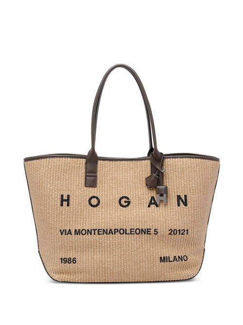 HOGAN ミディアム ラフィア トート 送料無料