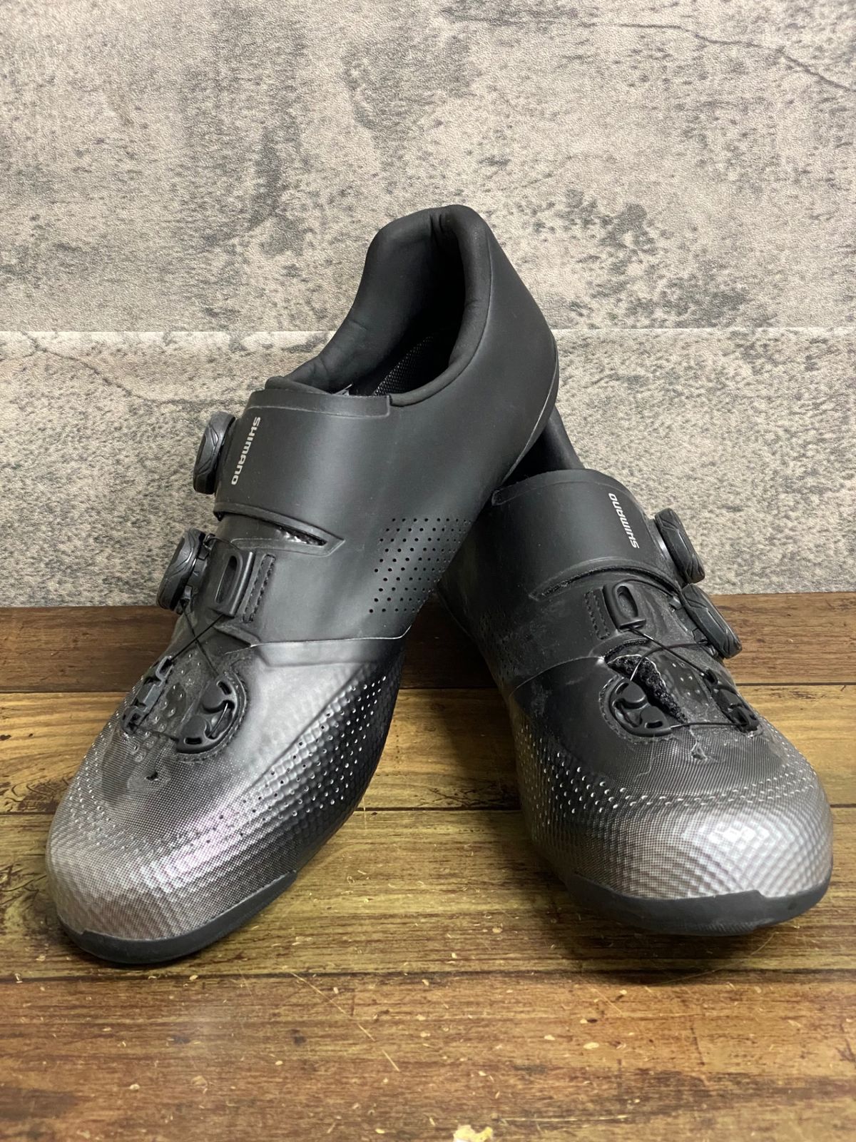 JW277 シマノ SHIMANO RC7 SH-RC702M ビンディングシューズ 黒 シルバー EU44 SPD-SL WIDE