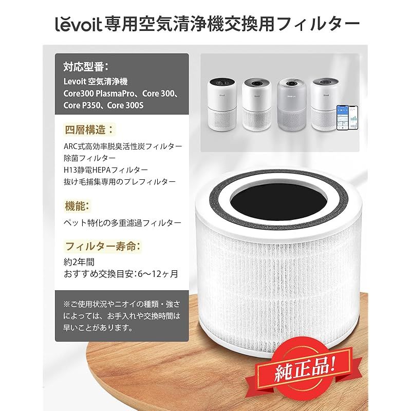 純正品】Levoit (レボイト) 空気清浄機 Core P350 交換用フィルター 除