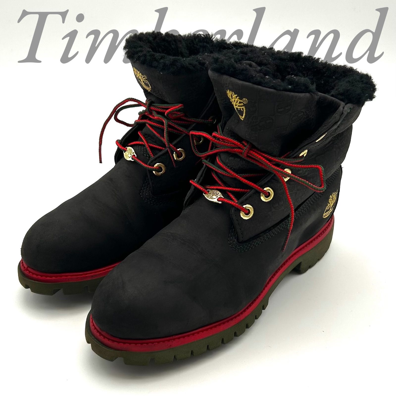 【B5245】 Timberland ティンバーランド DJ MUROコラボ 6インチブーツ ヌバック ブラック ボア ロールトップ メンズ