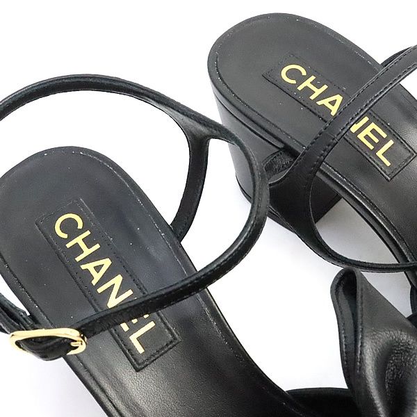 広尾店】 美品 シャネル CHANEL リボン サンダル 23-24AW 黒 G金具