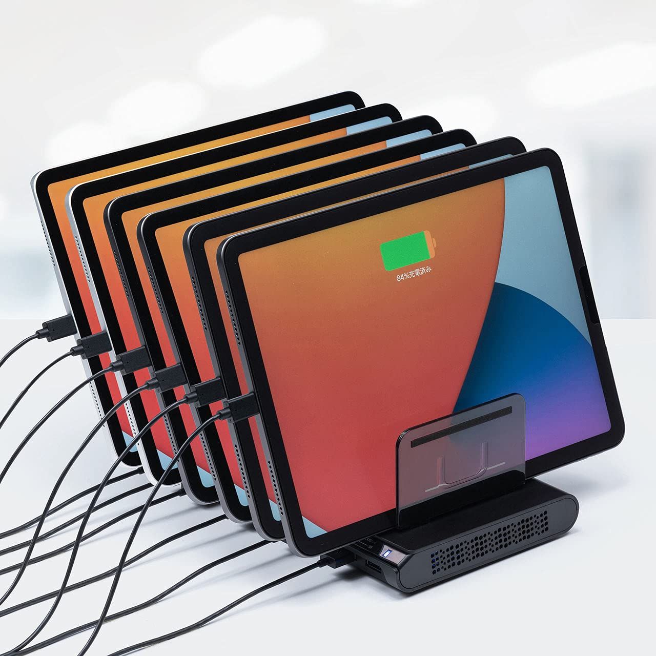 サンワダイレクト 充電ステーション 10ポート 最大15A/75W タブレット スマホ充電スタンド 複数台 充電 700-AC032BK