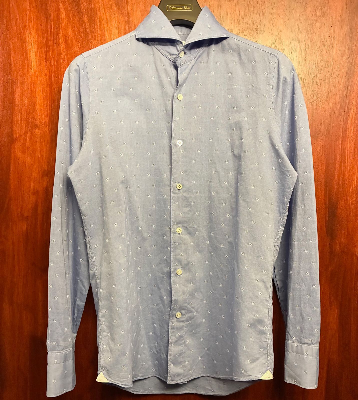 極美品 Finamore バーニーズニューヨーク オープンカラー BDシャツ S BARNEYS NEWYORK 取り扱い】 MADE IN ITALY製 Finamore 小紋柄 長袖