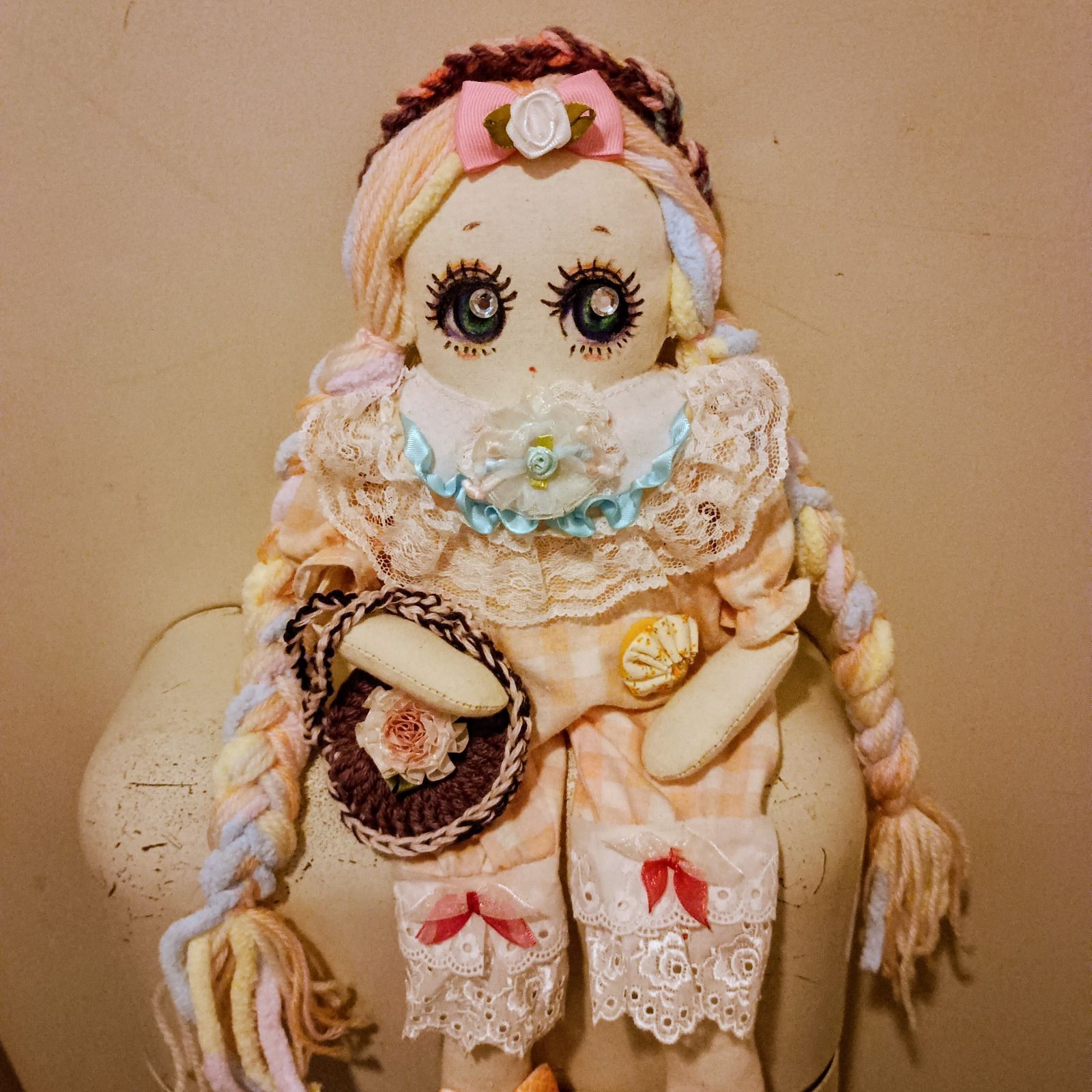 創作人形 42cm 大きくかわいいドール 創作人形 レトロ お目目キラキラ - メルカリ