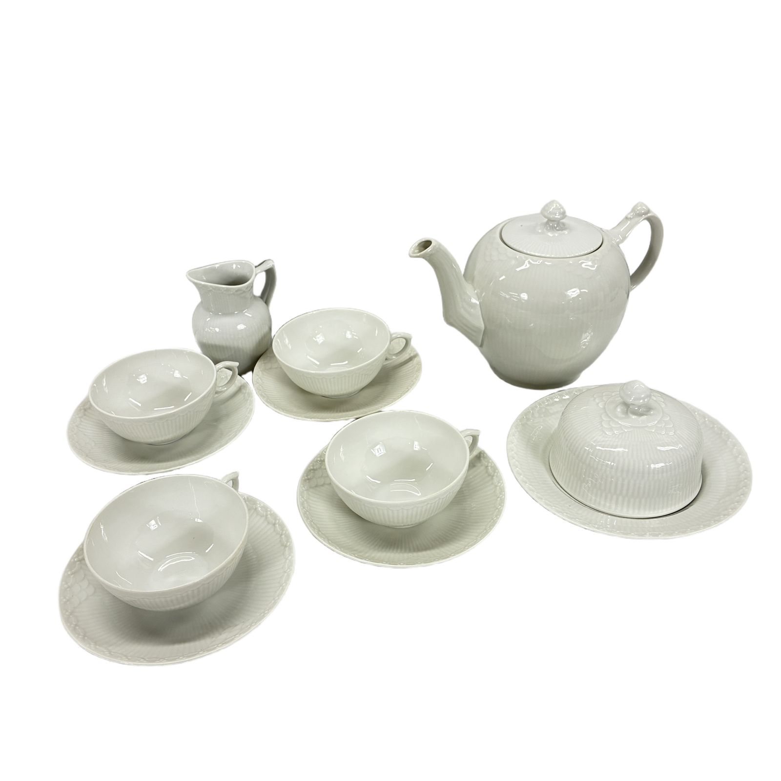 Royal Copenhagen ロイヤルコペンハーゲン ホワイトフルーテッド カップ&ソーサー4客ほか おまとめ4点 陶器 中古 W11191336