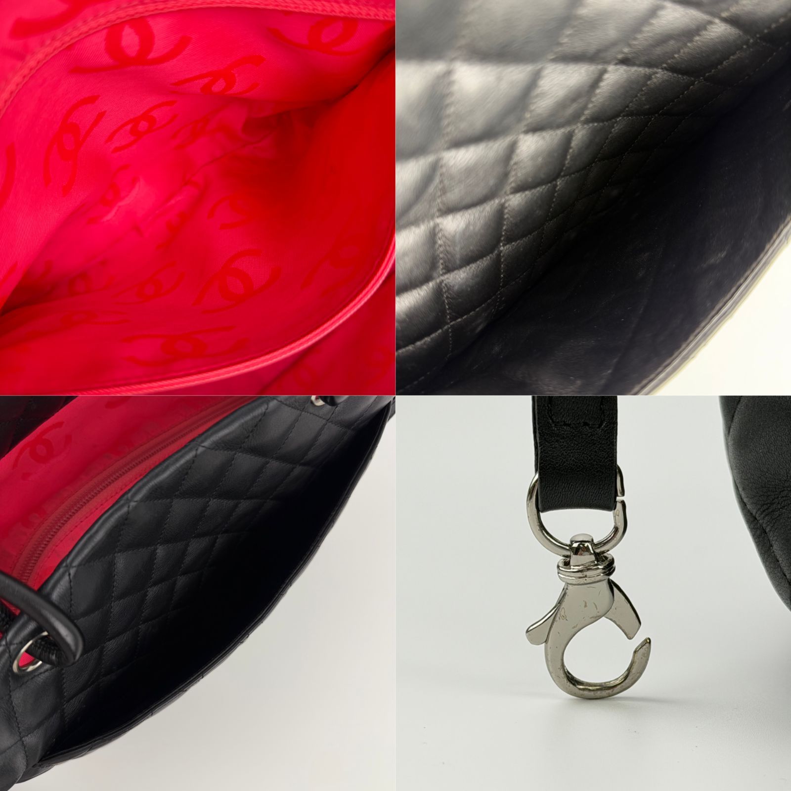 シャネル CHANEL 9番台 カンボンライン ココマーク ショルダーバッグ【中古】 CAMBON シャネル ショルダーバッグ カンボンライン ブラック ピンク