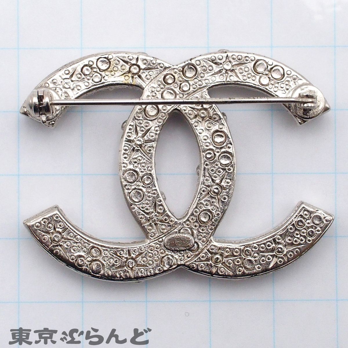 シャネル CHANEL ブローチ シルバー メタル ココマーク ラインストーン