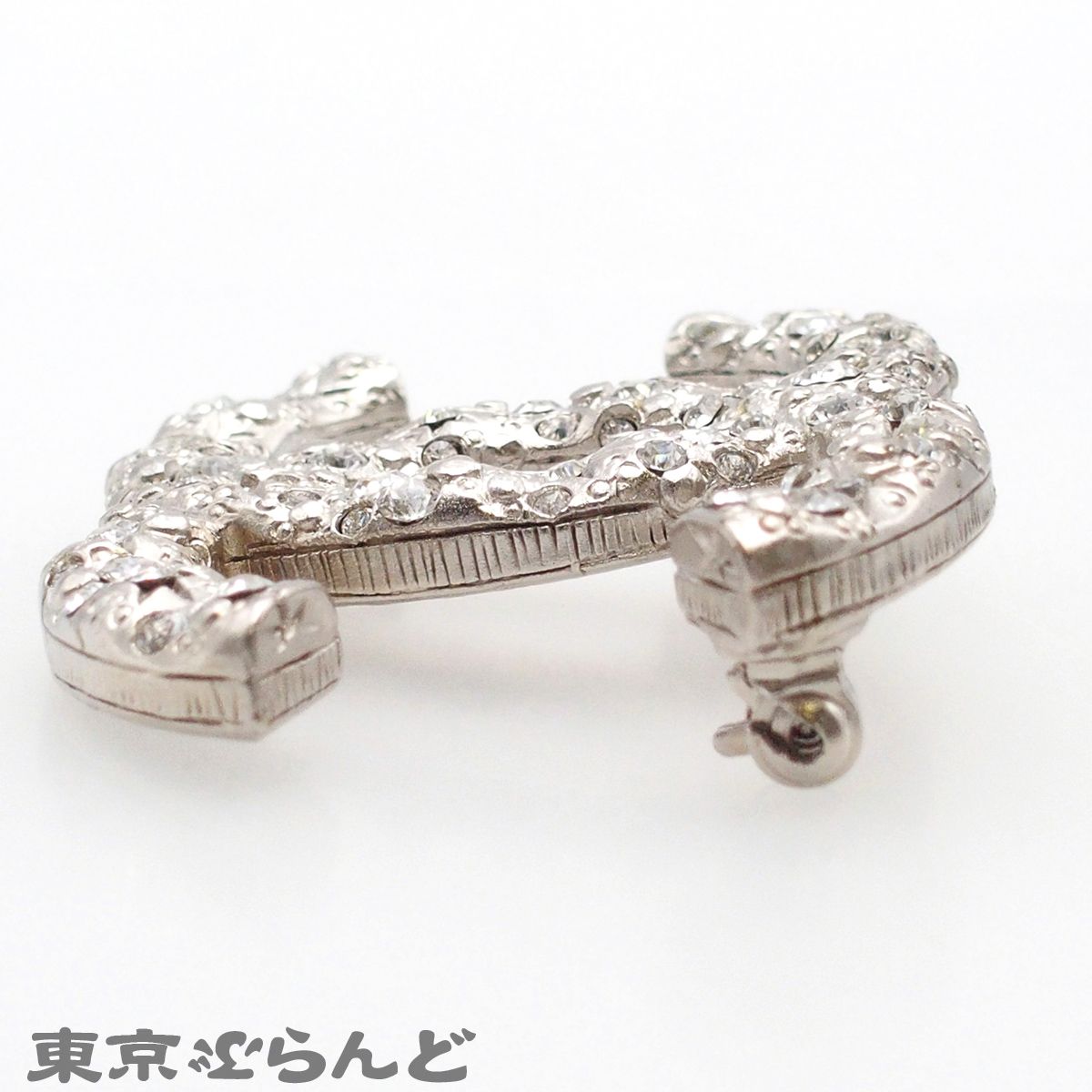 シャネル CHANEL ブローチ シルバー メタル ココマーク ラインストーン