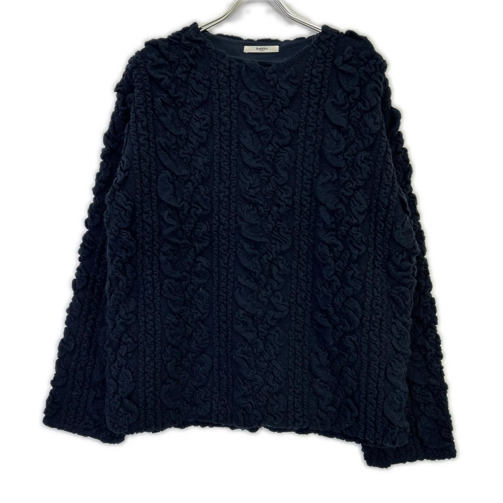 BARENA ニット(ネイビー) BARENA バレナ MAD43801212 ﾈｲﾋﾞｰ ｳｰﾙ×ﾅｲﾛﾝ ﾃﾞｻﾞｲﾝ ﾌﾟﾙｵｰﾊﾞｰﾆｯﾄ L