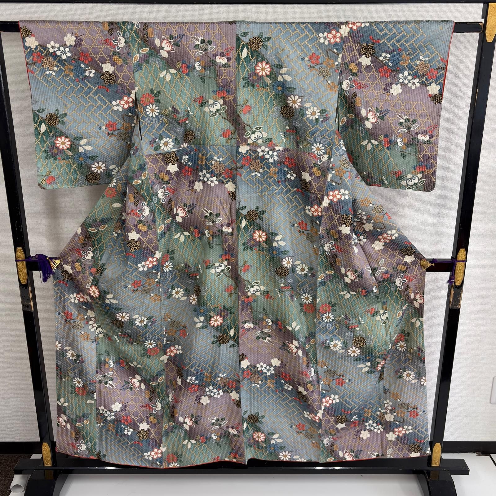 小紋 正絹 スモールサイズ 膨れ織 美しい染め 袷 着物 MK-7527 - メルカリ