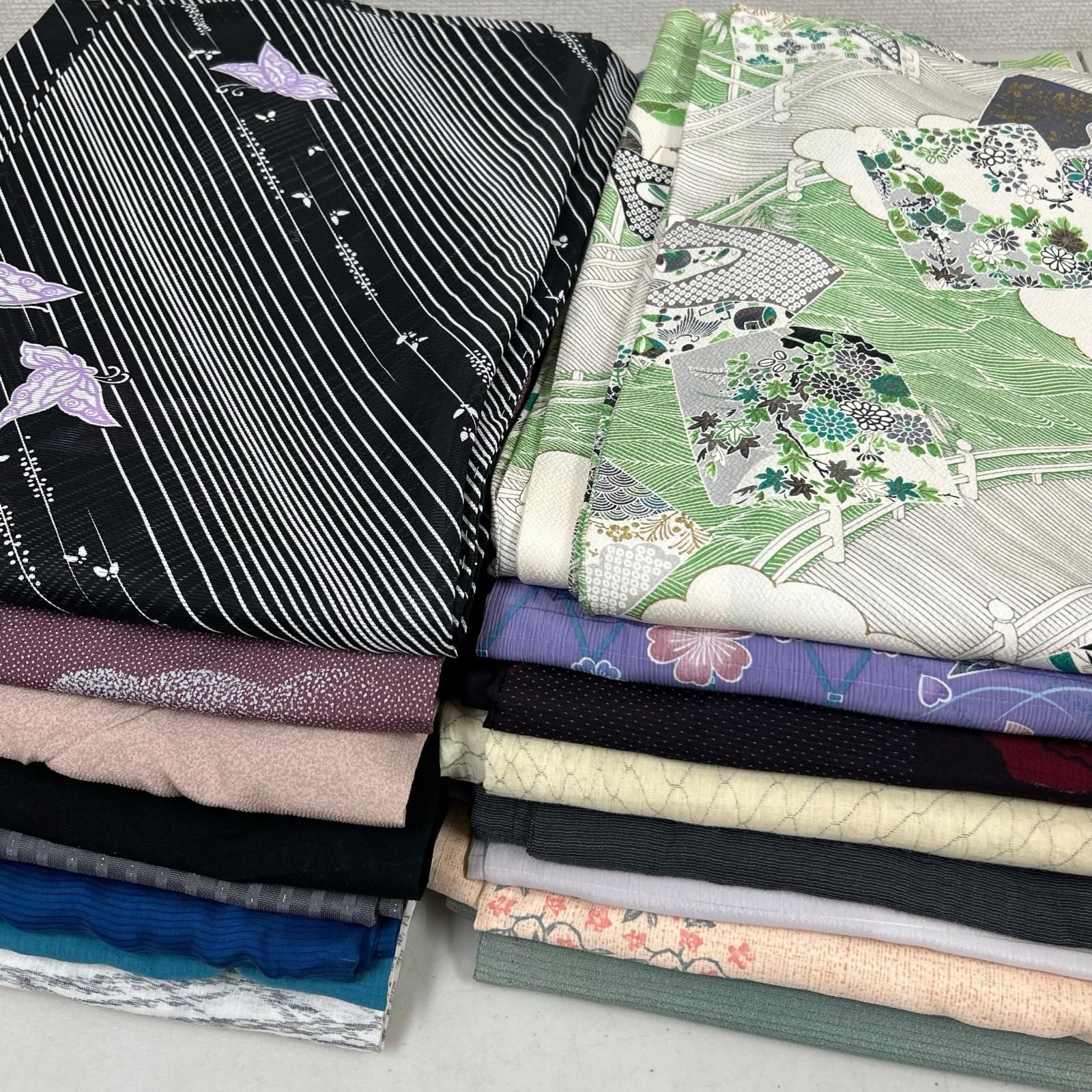 単衣 夏着物 16着 まとめ売り リメイク材料 Y-209