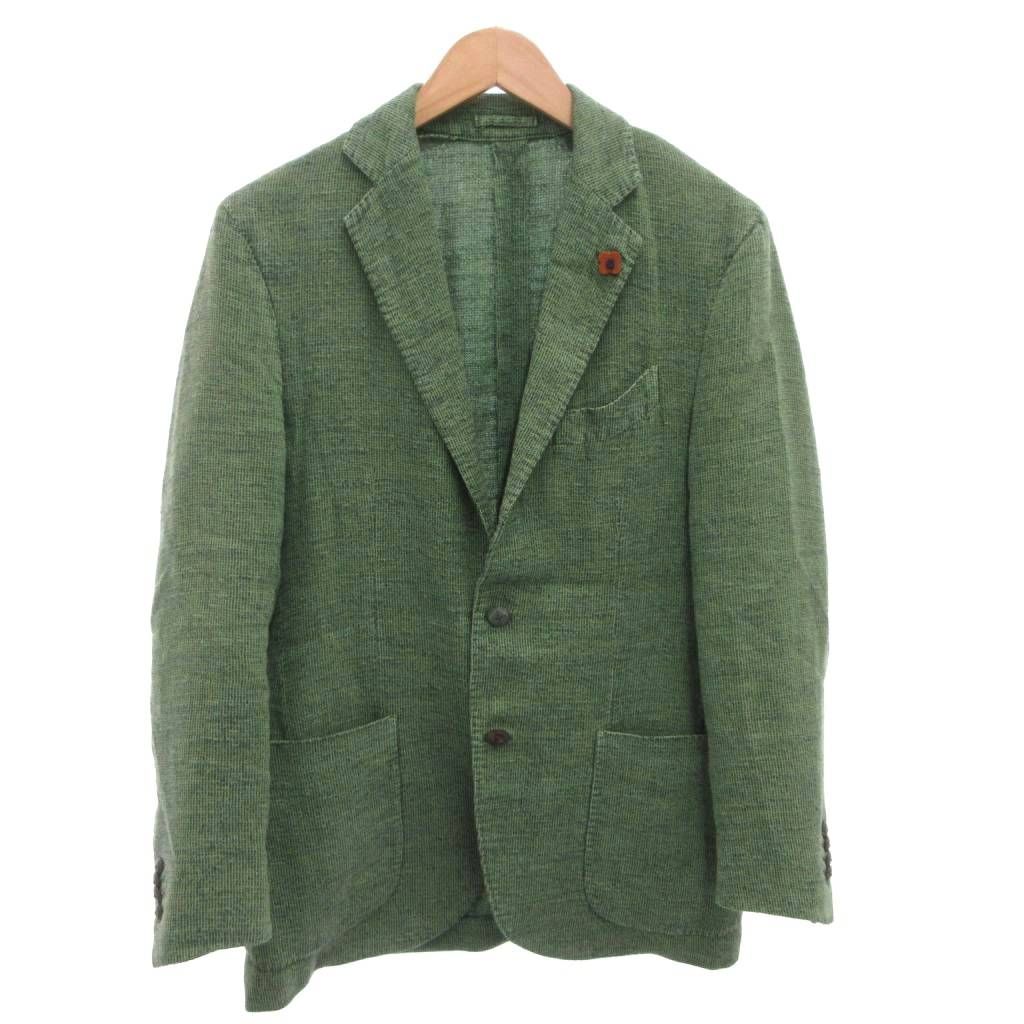 ラルディーニ LARDINI テーラードジャケット ブレザー フラワーモチーフ 麻 リネン 3B 緑 グリーン /FF ■GY62