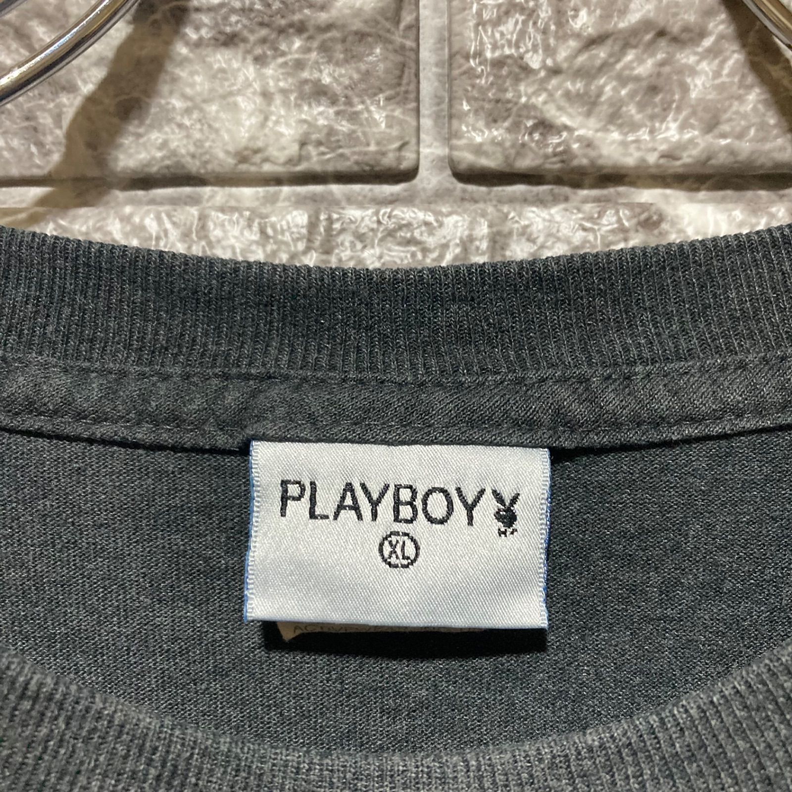 PLAYBOY Tシャツ USA製 プレイボーイ 90s XL チャコールグレー グレー