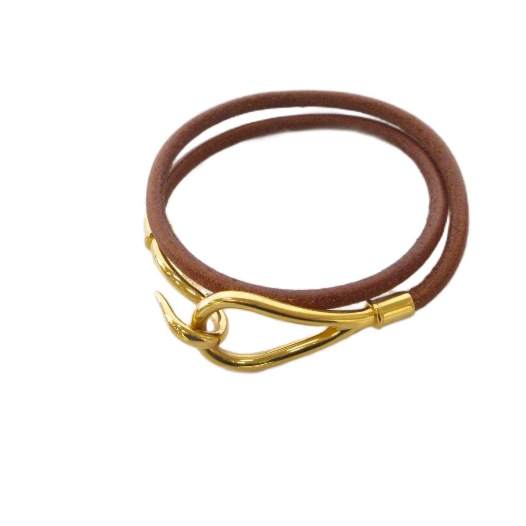 エルメス HERMES ジャンボブレスレット レザー ゴールド色 茶 ブラウン エルメス HERMES ジャンボブレスレット レザー ゴールド色 茶 ブラウン