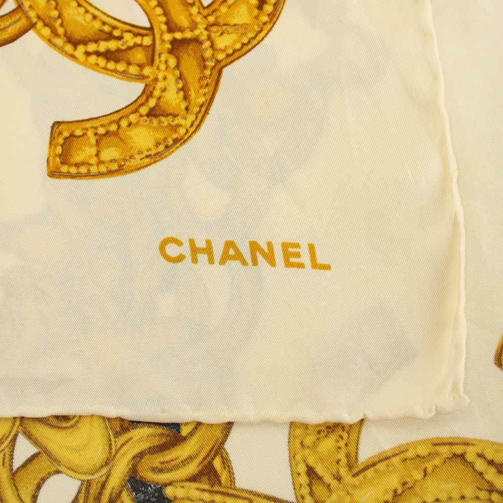 シャネル CHANEL スカーフ グリポア柄 チェーン ココマーク 絹 シルク