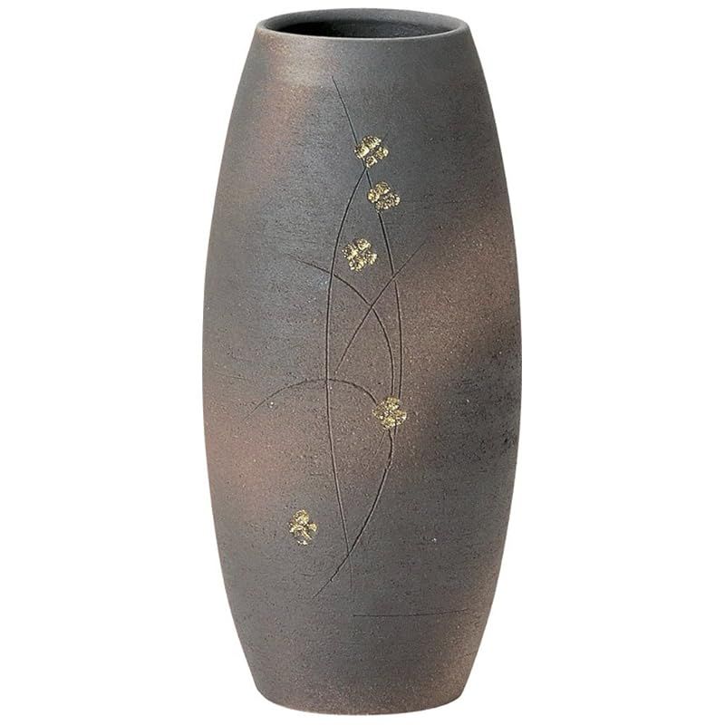 【新品】 丸伊製陶 信楽焼 へちもん 花瓶 陶器 大きい フラワーベース 金彩押花 高さ約25cm ギフト プレゼント お祝い 和室 インテリア お供え 生け花 日本製 MR-1-5552 1