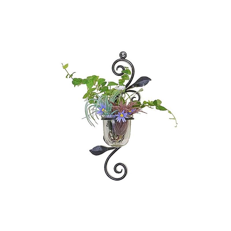 【新品】 壁掛け 花瓶 ガラス アイアン 花瓶 おしゃれ 壁掛け フラワーベース 一輪挿し ガラス 花器 1