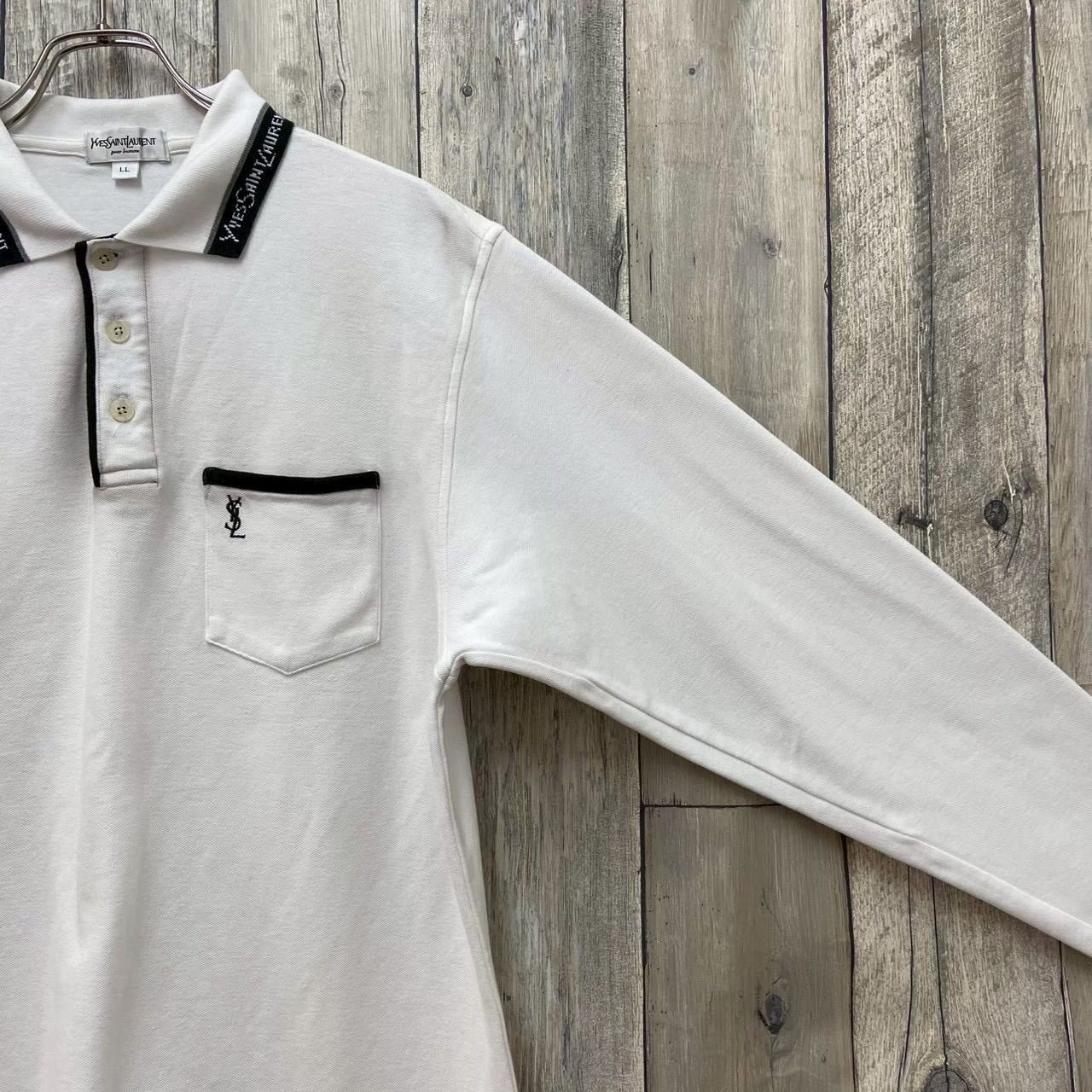 Yves Saint Laurent イヴサンローラン ポロシャツ S 白90s 80s 80年代 90s 90年代 イヴサンローラン プールオム 半袖 2トーン