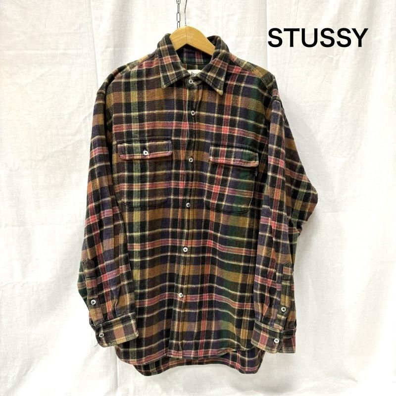 ステューシー USA製 90s old stussy ネルシャツ ウール チェック柄