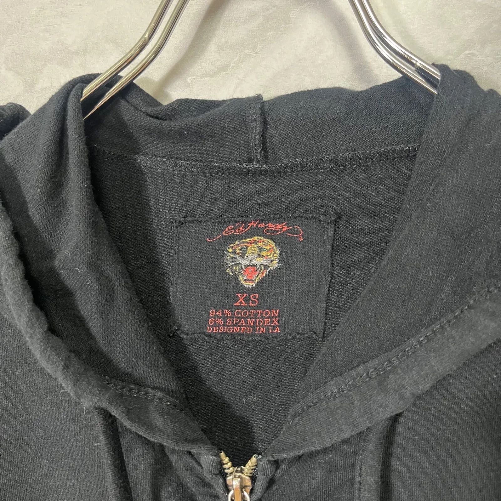 エドハーディー edhardy ベロア パーカー ストーン ドクロ 00s Ed Hardy（エド・ハーディー） ジップ パーカー 長袖 スカル/ドクロ