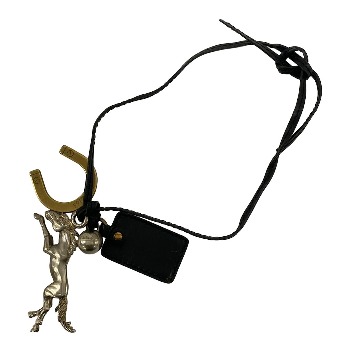 希少☆美品　クロエ　Chloe 馬蹄チャーム　ネックレス　ペンダント　ケララ 黒 Chloe(クロエ) キーホルダー(チャーム) - シルバー×黒 ケララバッグの