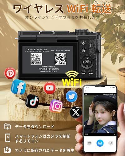 一眼レフカメラ 8K 8800万画素 デジカメ WIFI転送機能 スマホに送れる