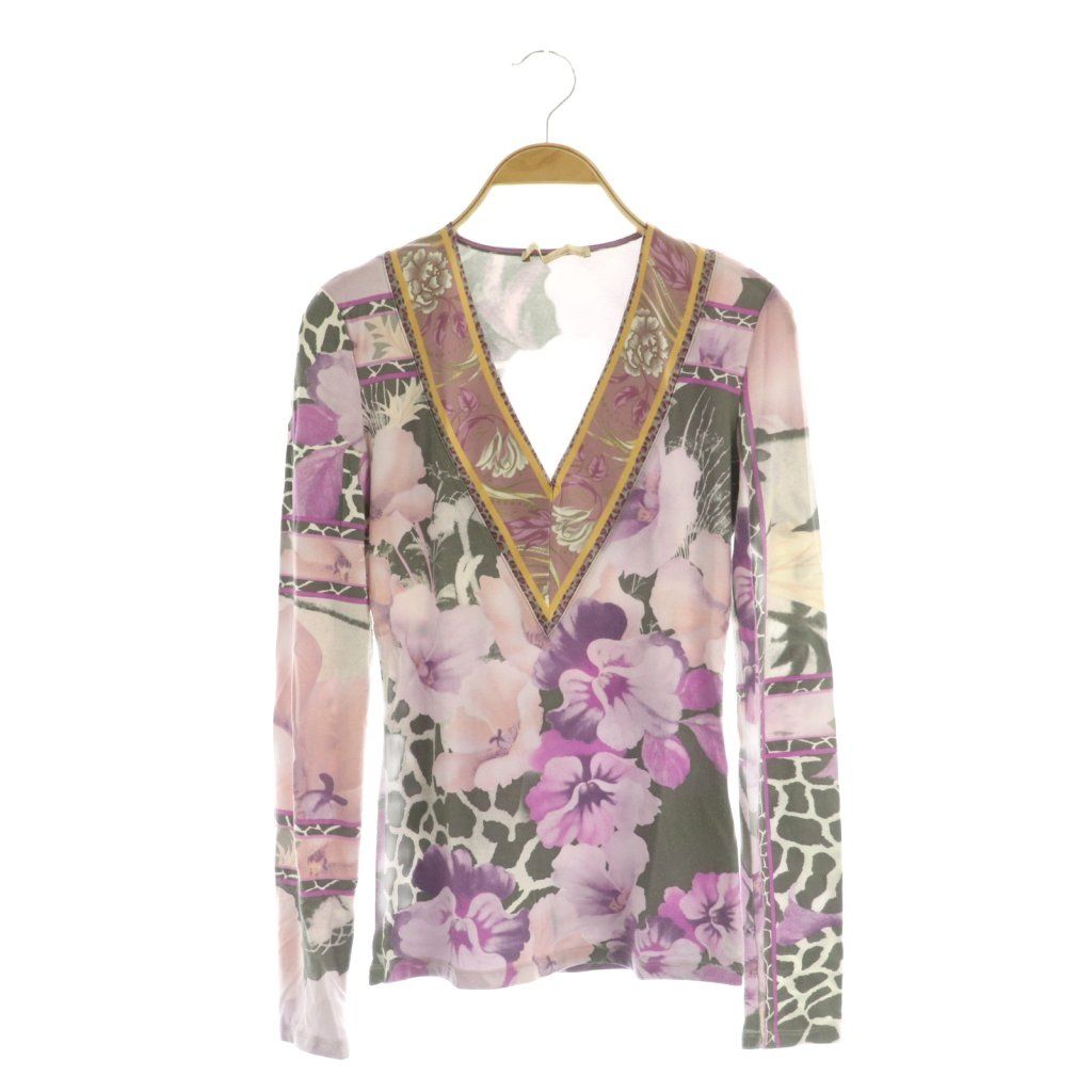 クラスロベルトカヴァリ カットソー - クラスロベルトカヴァリ class roberto cavalli 花柄カットソー 長袖 V