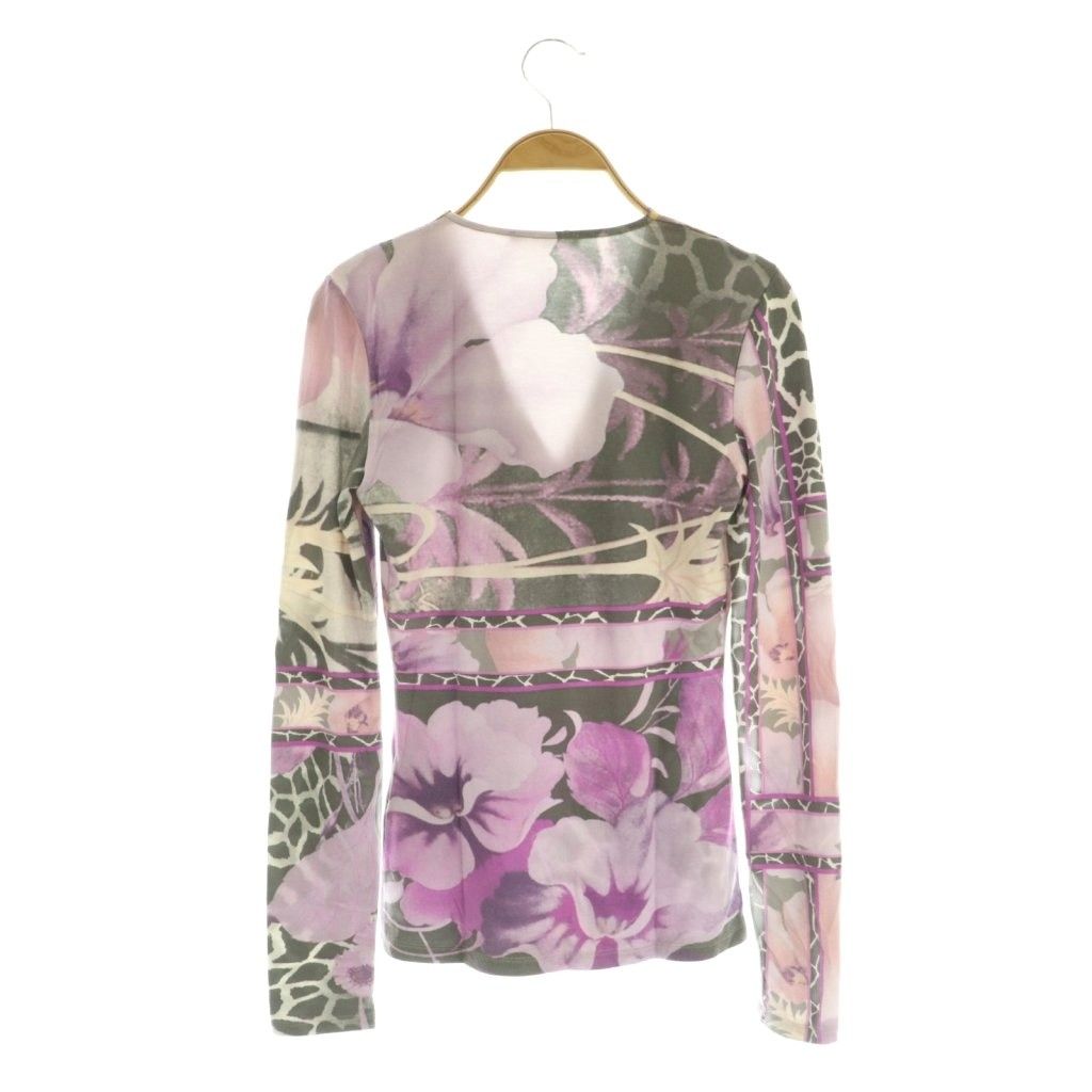 クラスロベルトカヴァリ 長袖カットソー 40 クラスロベルトカヴァリ class roberto cavalli 花柄カットソー 長袖 V