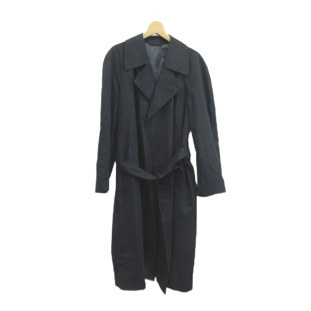 ニナリッチ NINA RICCI トレンチコート ロング丈 M 紺 ネイビー 無地 長袖 ベルト付き /MD ■GY99
