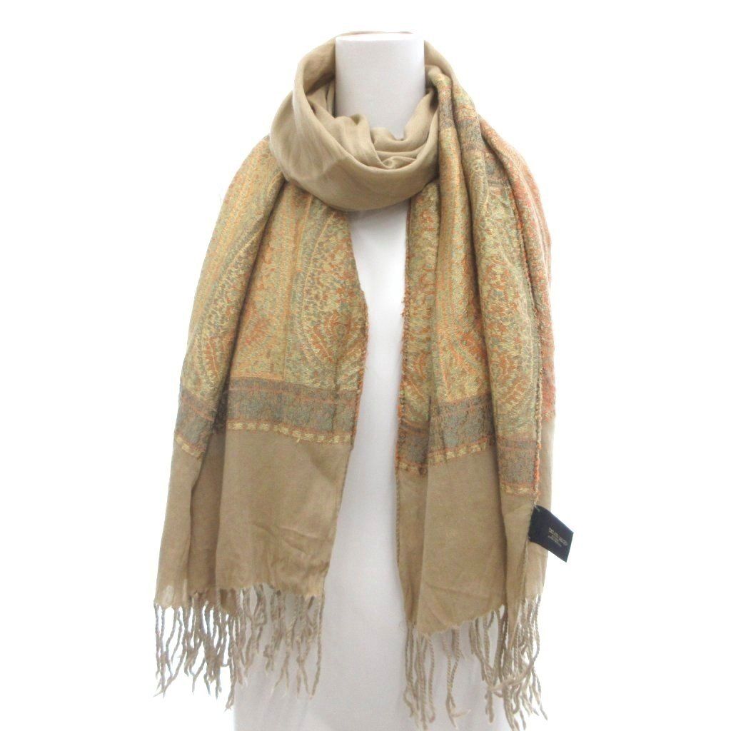 エトロ ETRO ストール シルク混 ペイズリー柄 ベージュ系 /UO □GY62