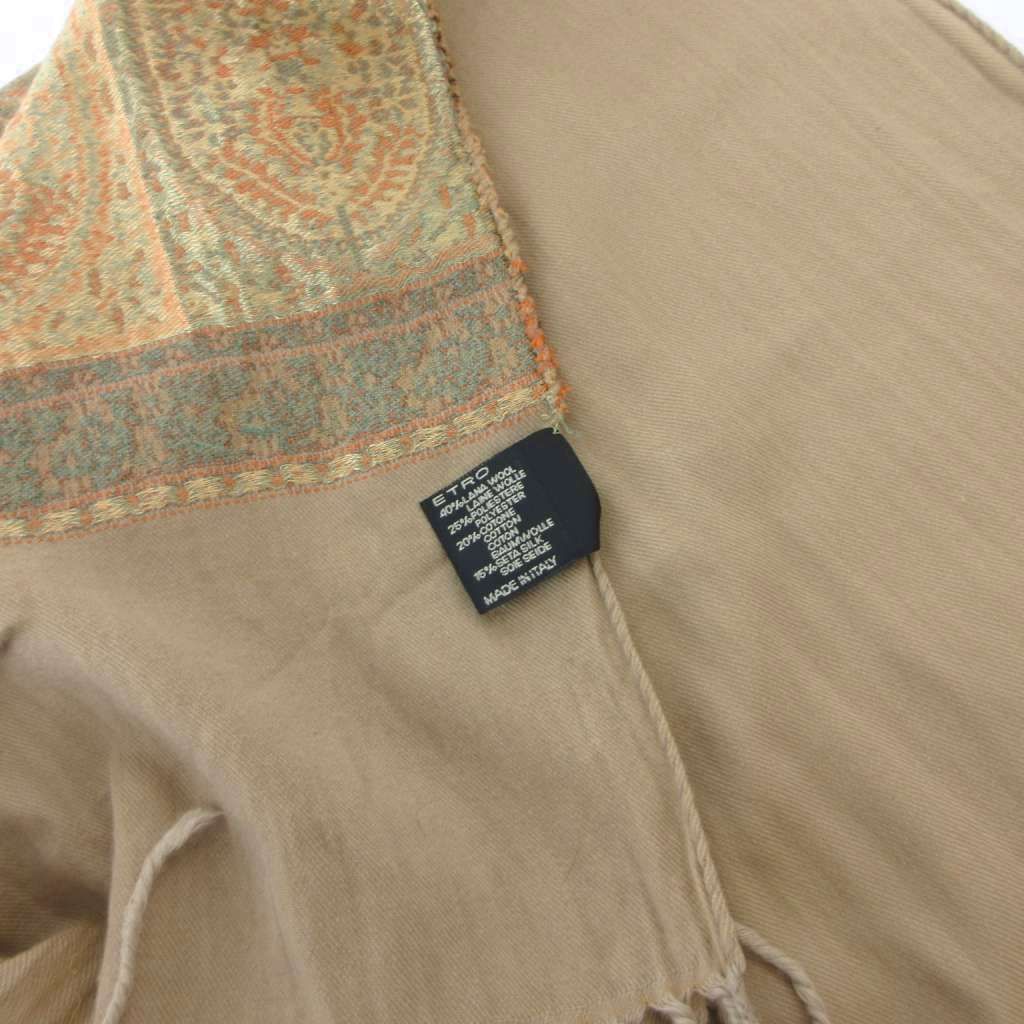 エトロ ETRO ストール シルク混 ペイズリー柄 ベージュ系 /UO □GY62