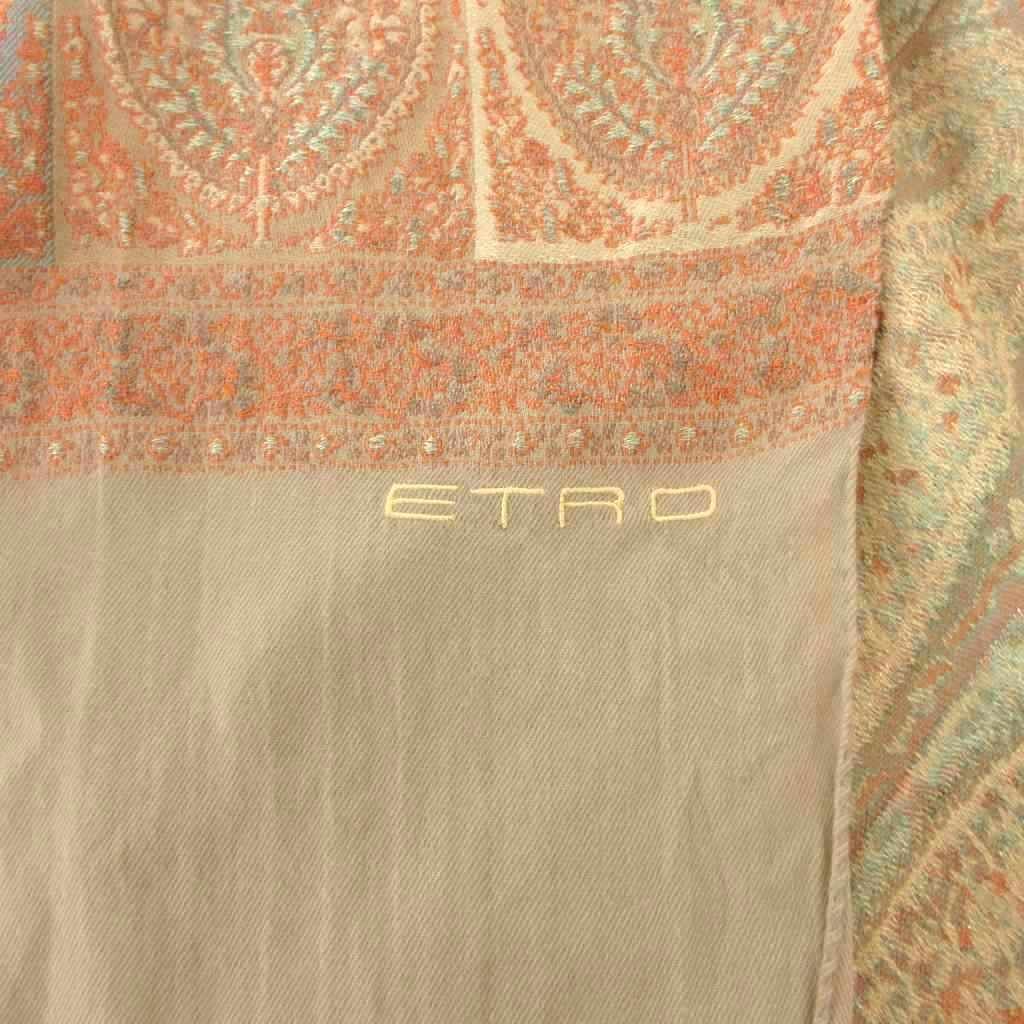エトロ ETRO ストール シルク混 ペイズリー柄 ベージュ系 /UO □GY62