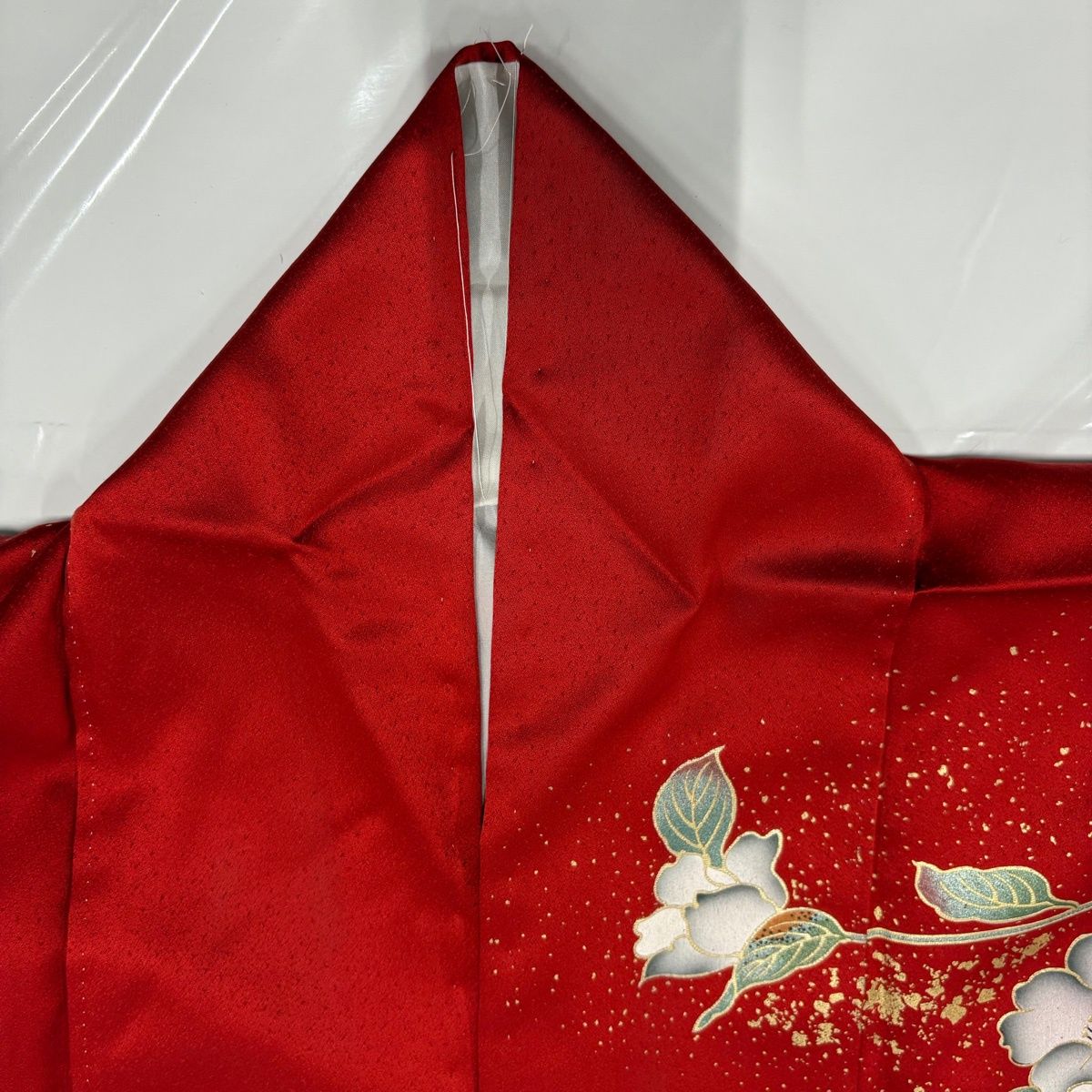 美品】振袖 身丈156cm 裄丈62.5cm S 袷 草花 枝花 金銀彩 赤 正絹 秀品