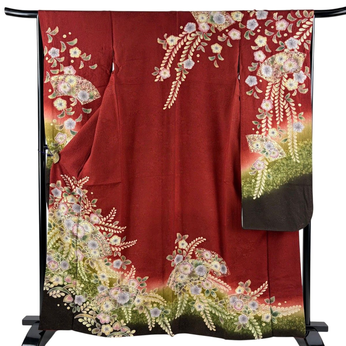 美品】 振袖 身丈163.5cm 裄丈66cm M 袷 やまと 辻が花柄 金通し 金彩