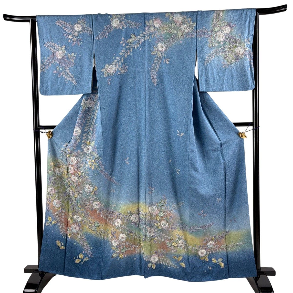 訳あり新品！正絹 【金彩・青海波】単衣・訪問着149 【新品】お仕立上がり 訪問着 身丈162cm 裄丈64cm M 袷 辻が花柄 金彩 ぼかし 水色 正絹 名品