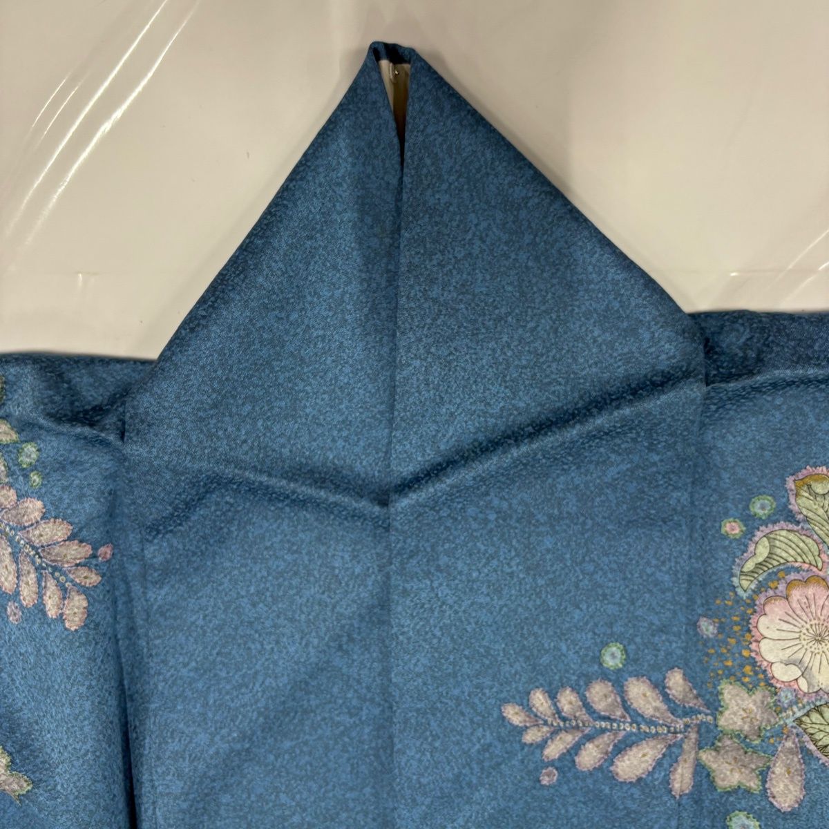 訪問着 身丈162cm 裄丈64cm M 袷 辻が花柄 金彩 ぼかし 水色 正絹 名品