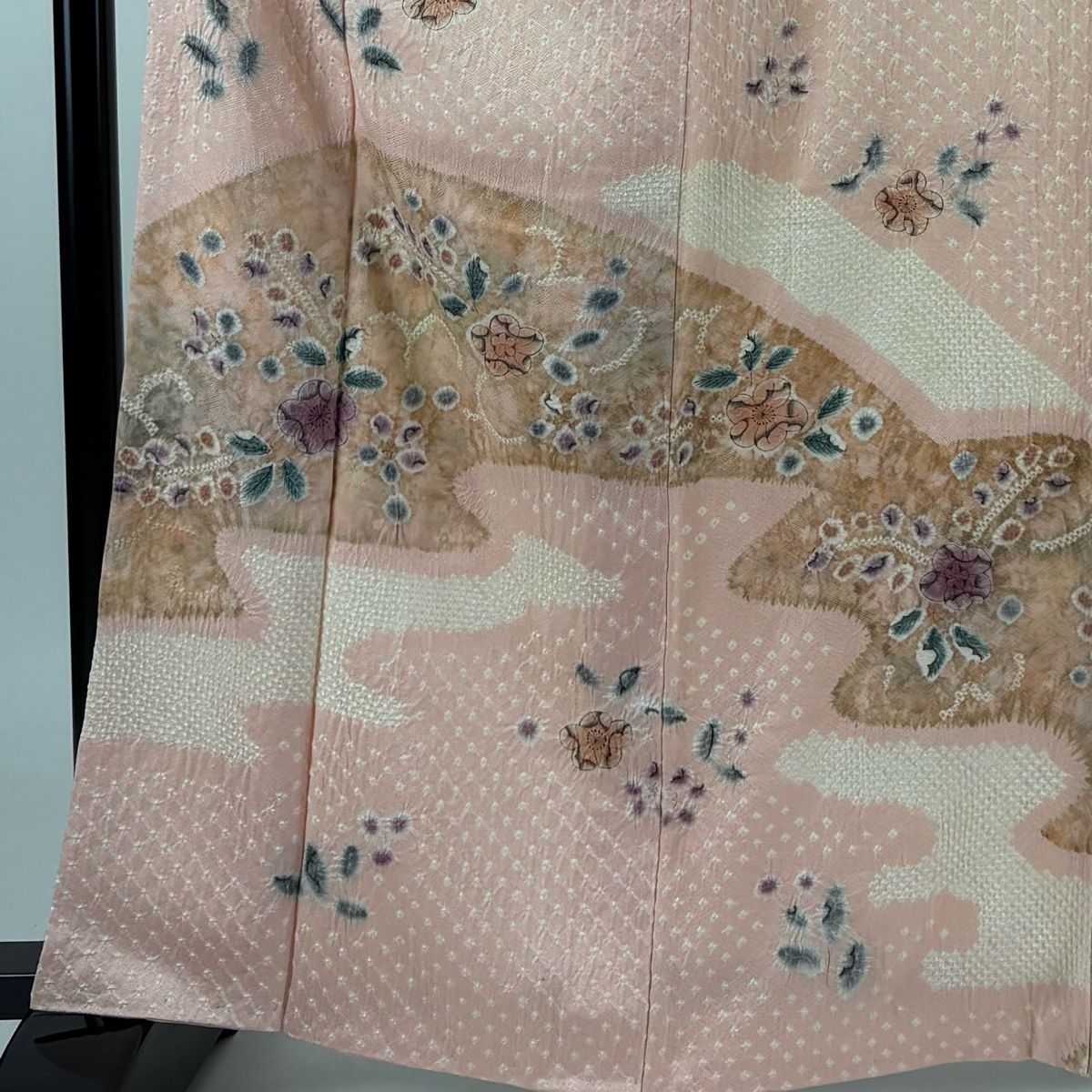美品】 訪問着 身丈163cm 裄丈65cm M 袷 辻が花柄 霞 絞り ピンク 正絹